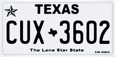 TX license plate CUX3602