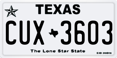 TX license plate CUX3603