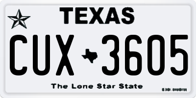 TX license plate CUX3605