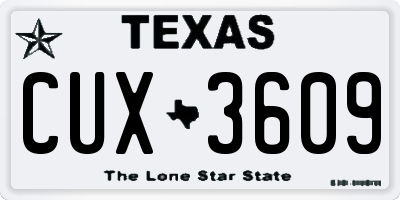 TX license plate CUX3609