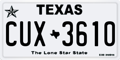 TX license plate CUX3610