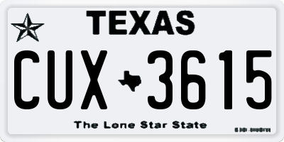 TX license plate CUX3615
