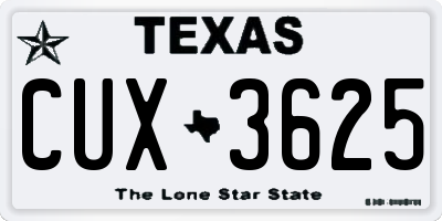 TX license plate CUX3625