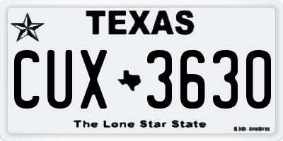 TX license plate CUX3630