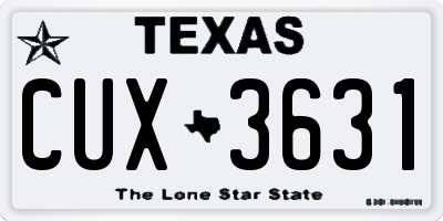 TX license plate CUX3631