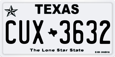 TX license plate CUX3632