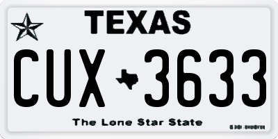 TX license plate CUX3633