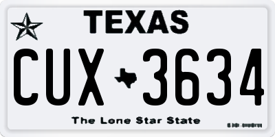 TX license plate CUX3634