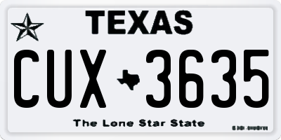 TX license plate CUX3635