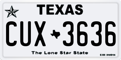 TX license plate CUX3636
