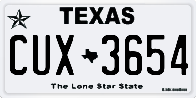 TX license plate CUX3654