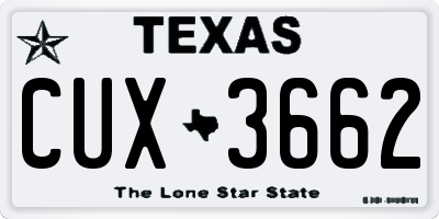TX license plate CUX3662