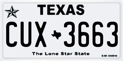 TX license plate CUX3663
