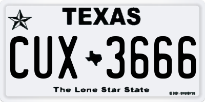 TX license plate CUX3666