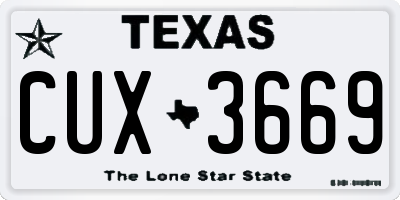 TX license plate CUX3669