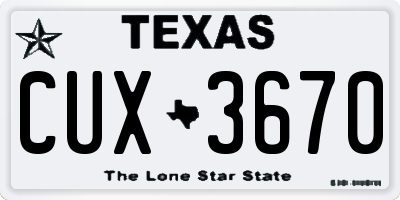TX license plate CUX3670