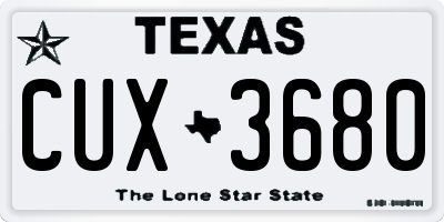 TX license plate CUX3680