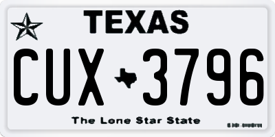 TX license plate CUX3796