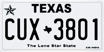 TX license plate CUX3801