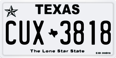 TX license plate CUX3818