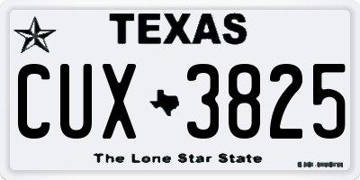 TX license plate CUX3825