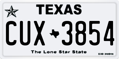 TX license plate CUX3854