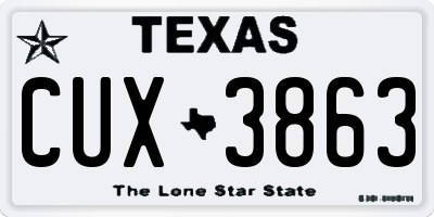 TX license plate CUX3863