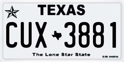 TX license plate CUX3881