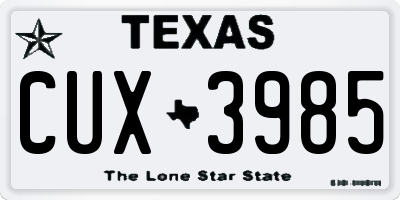 TX license plate CUX3985