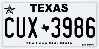 TX license plate CUX3986