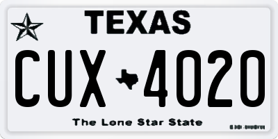 TX license plate CUX4020