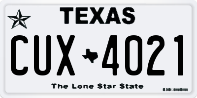 TX license plate CUX4021