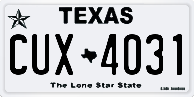 TX license plate CUX4031