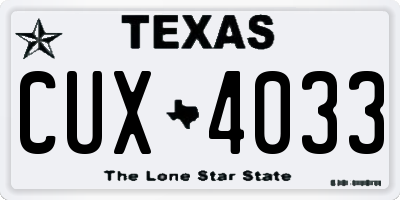 TX license plate CUX4033