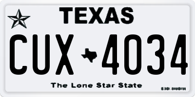 TX license plate CUX4034