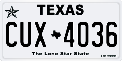 TX license plate CUX4036