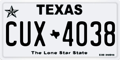TX license plate CUX4038