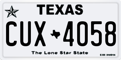 TX license plate CUX4058