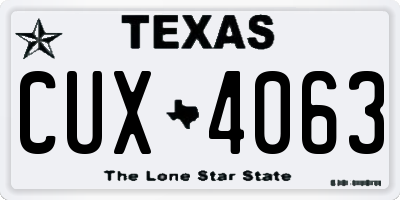 TX license plate CUX4063