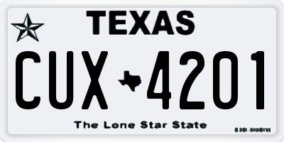 TX license plate CUX4201
