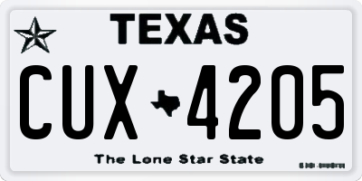 TX license plate CUX4205