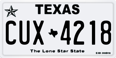 TX license plate CUX4218