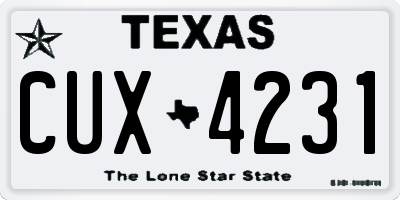 TX license plate CUX4231