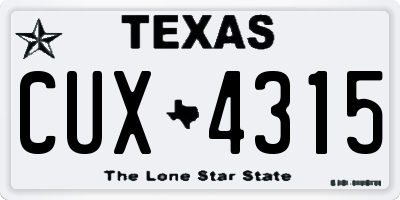 TX license plate CUX4315