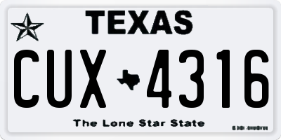 TX license plate CUX4316