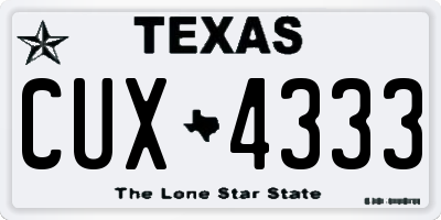 TX license plate CUX4333