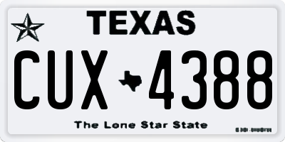 TX license plate CUX4388