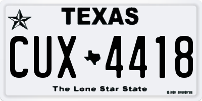 TX license plate CUX4418