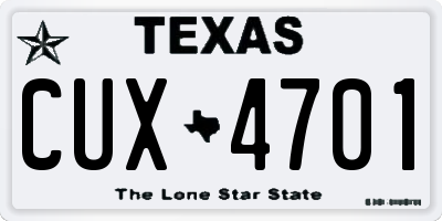 TX license plate CUX4701