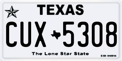 TX license plate CUX5308